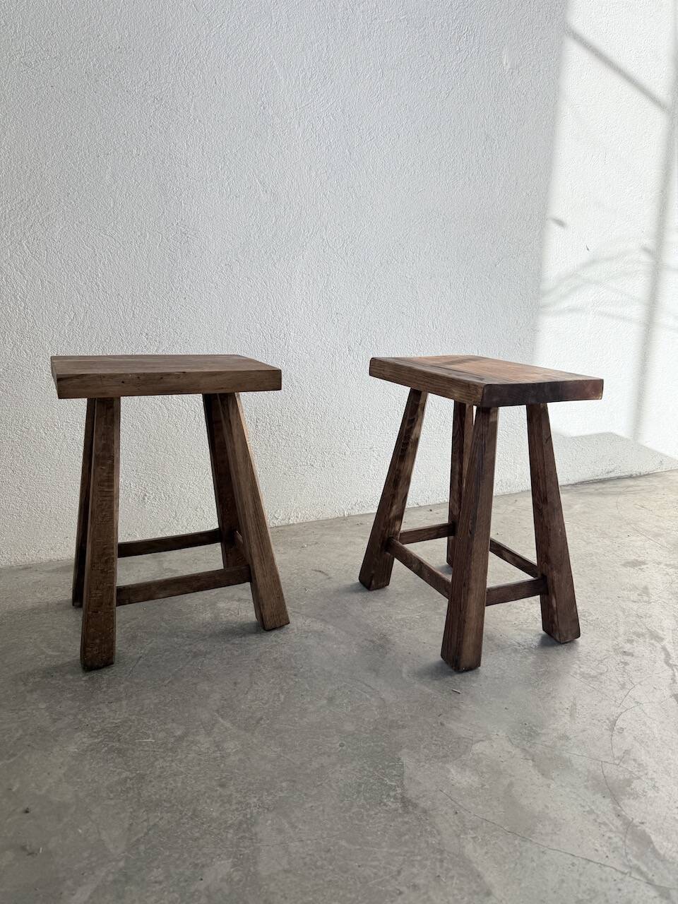 Pair of oak stools from the 1960s.