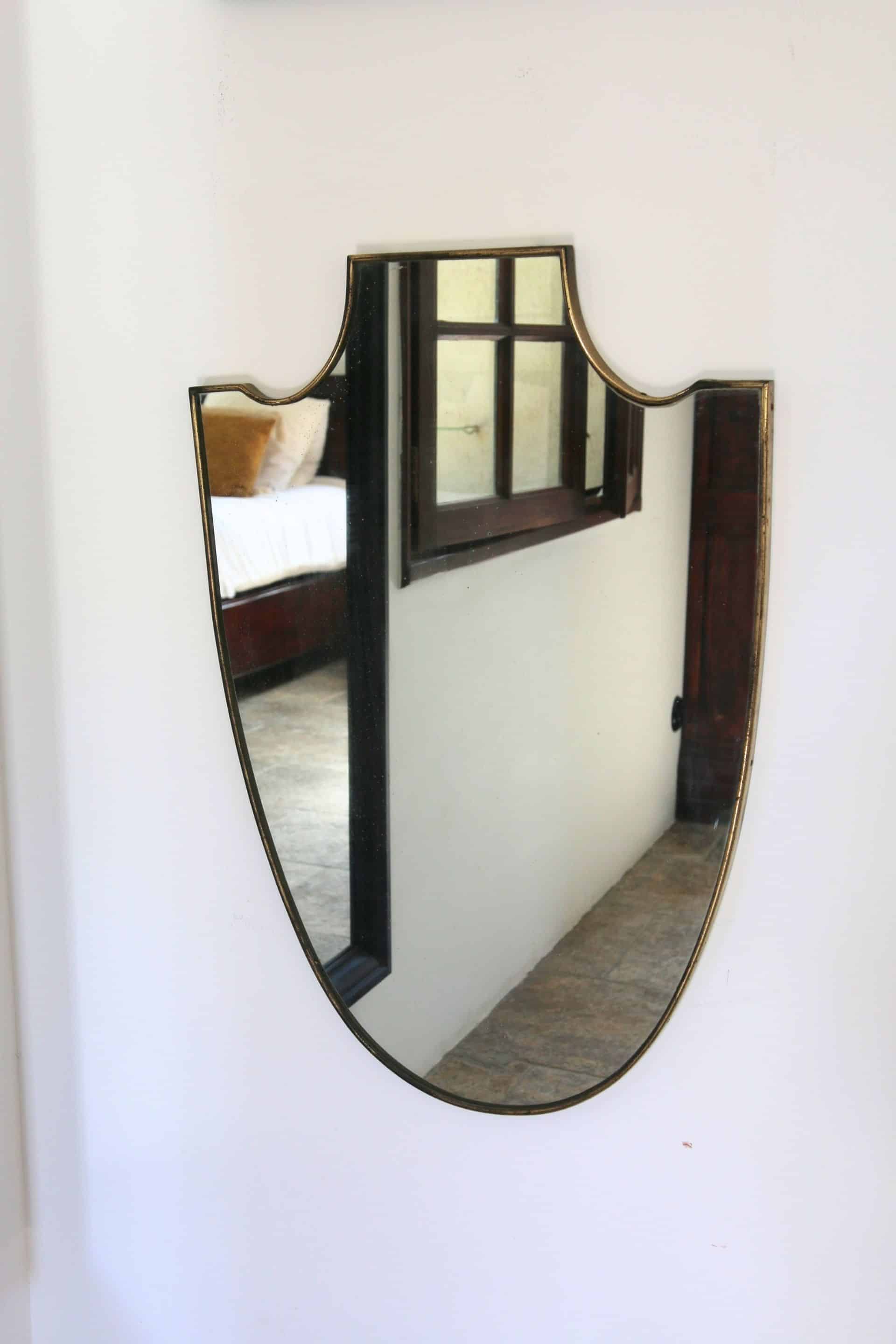 Brass mirror Italian crest Mid-Century, 1950-60