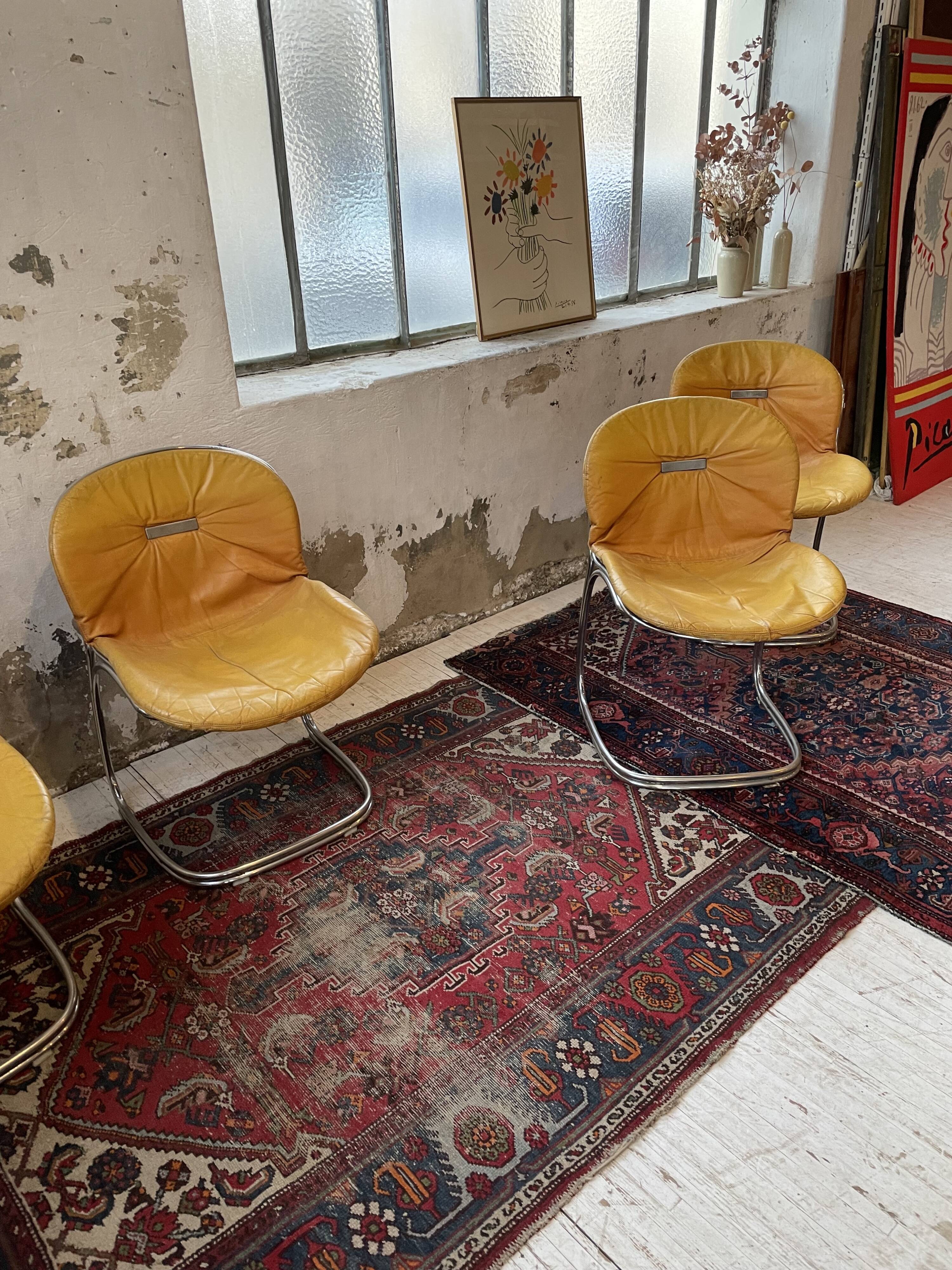 4 chairs Rinaldi "Sabrina" yellow leather