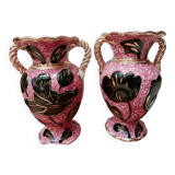 Pair of Vallauris vases with twisted handles