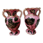 Paire de vases Vallauris anses torsadées