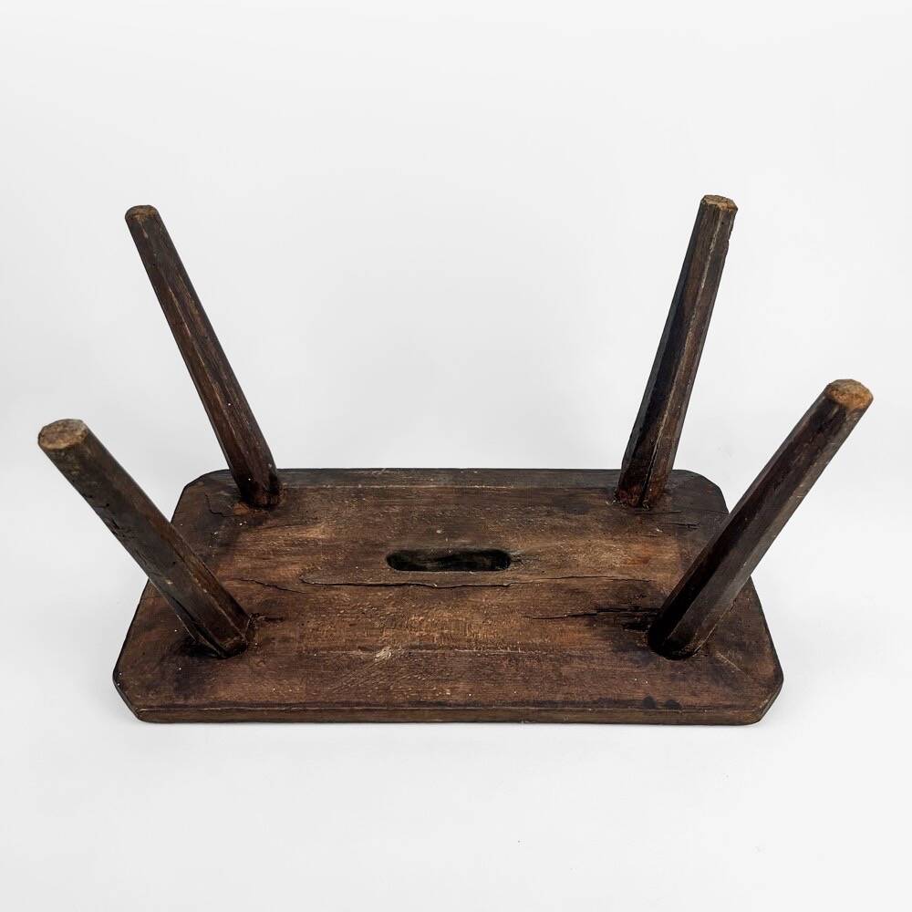 Antique solid wood slit milking bench