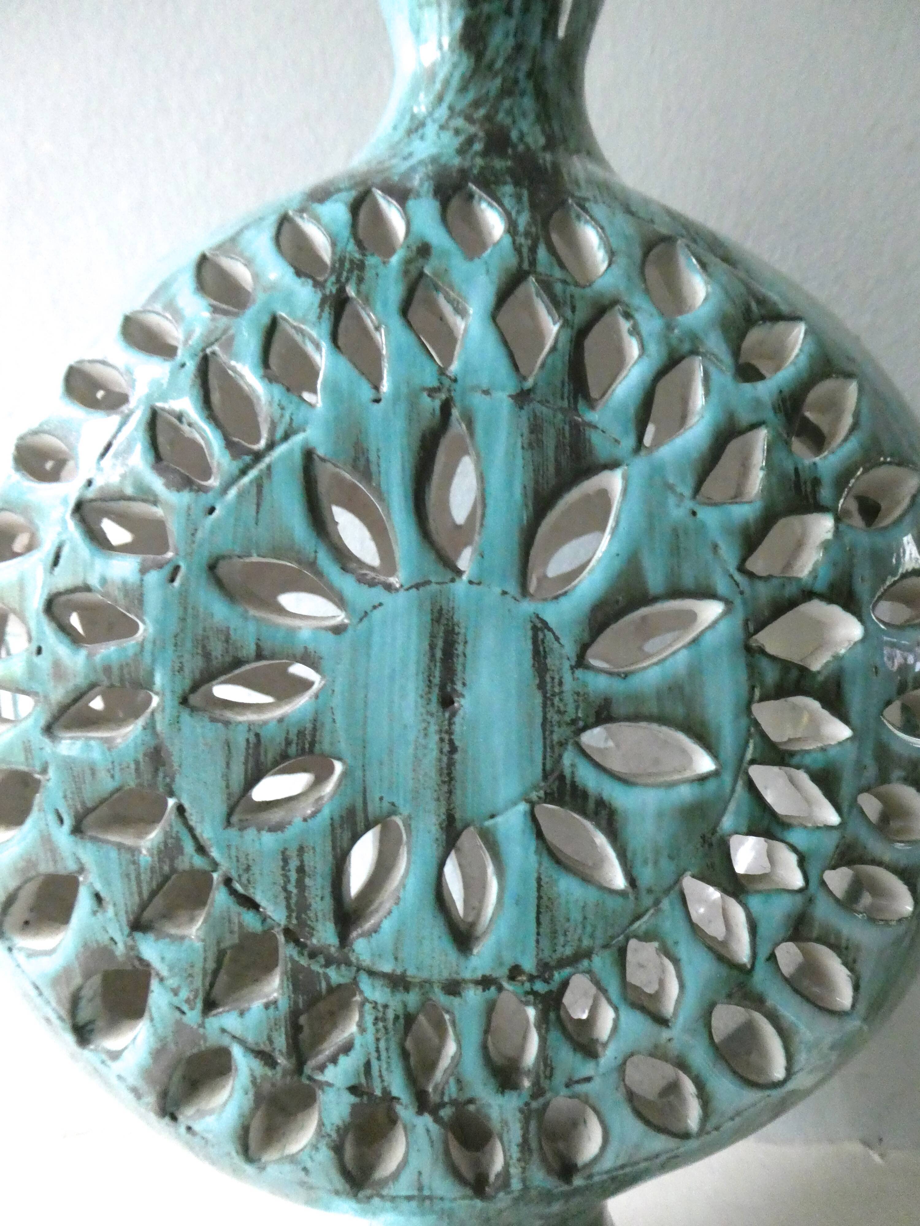 Flower Camos Vallauris 70s ceramic lamp