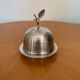 Antique silver metal butter dish