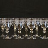 8 verres à Porto / vin en cristal gravé fin XIXème
