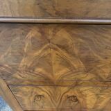 Louis-Philippe chest of drawers in burr walnut with pink marble – 19th century