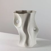Vintage organic biscuit porcelain vase from the mid-century by Sgrafo Modern.