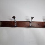 Wall-mounted coat rack in wood and metal, 4 hooks, industrial style, 100 cm