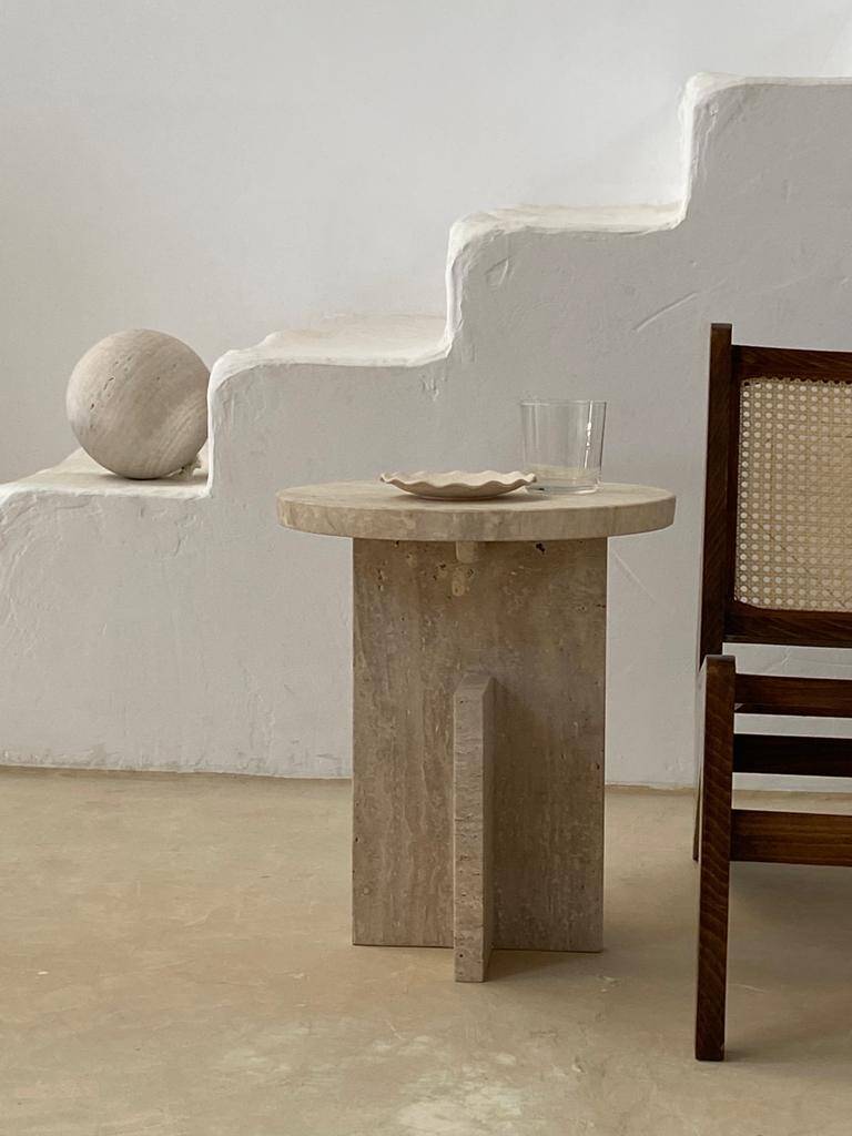 La Greca Side Table - Natural Travertine