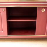 Crédence ou bibliothèque à deux sections recouverte de similicuir couleur Bordeaux