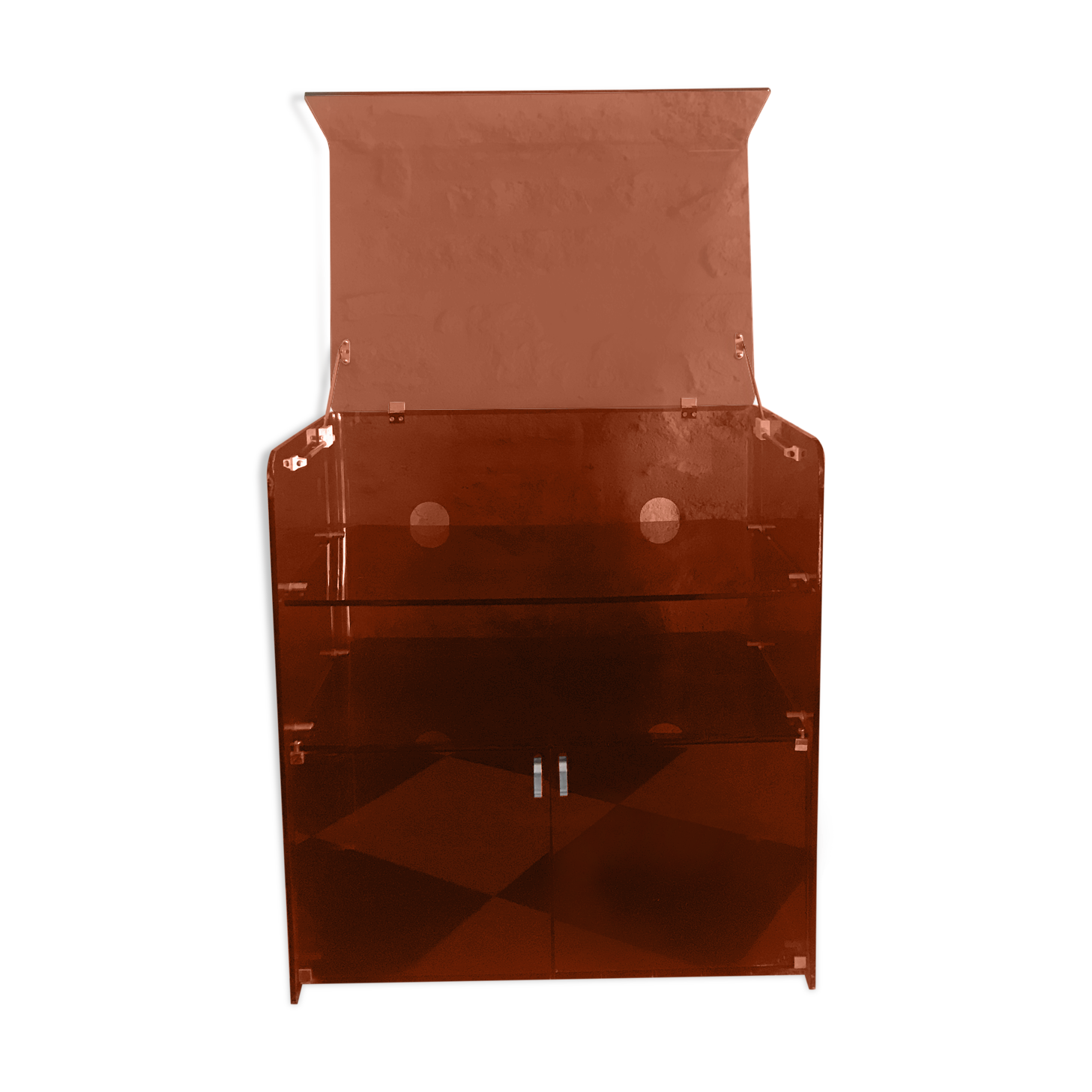 Vintage HI-FI cabinet in smoked plexiglass, Circa 1970