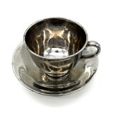 5 cups silver tea and teapot in English faience 19th century
