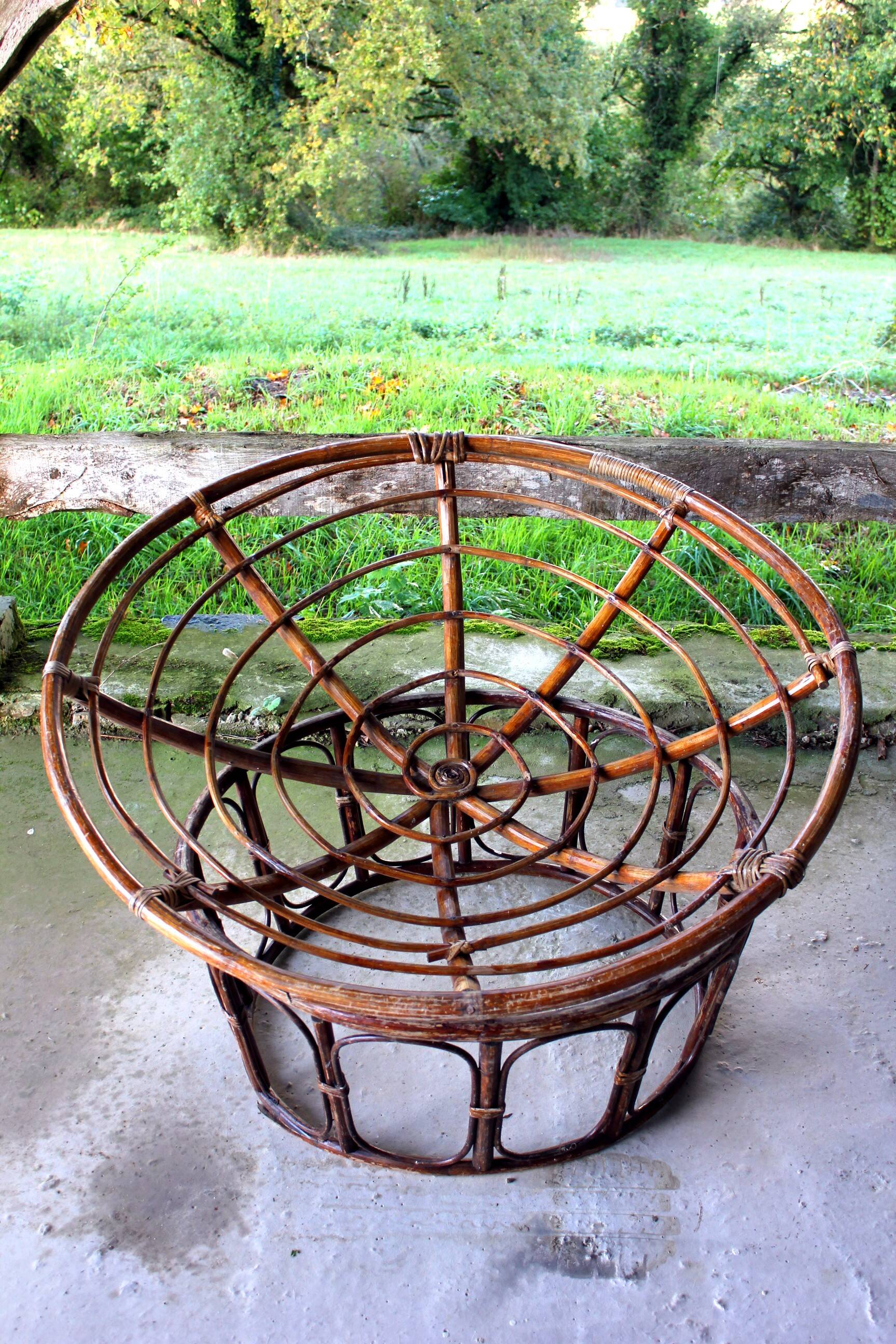 Pair of papasan rattan armchairs from the 1970s