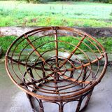 Pair of papasan rattan armchairs from the 1970s