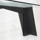 Table en verre et métal noir, années 1970