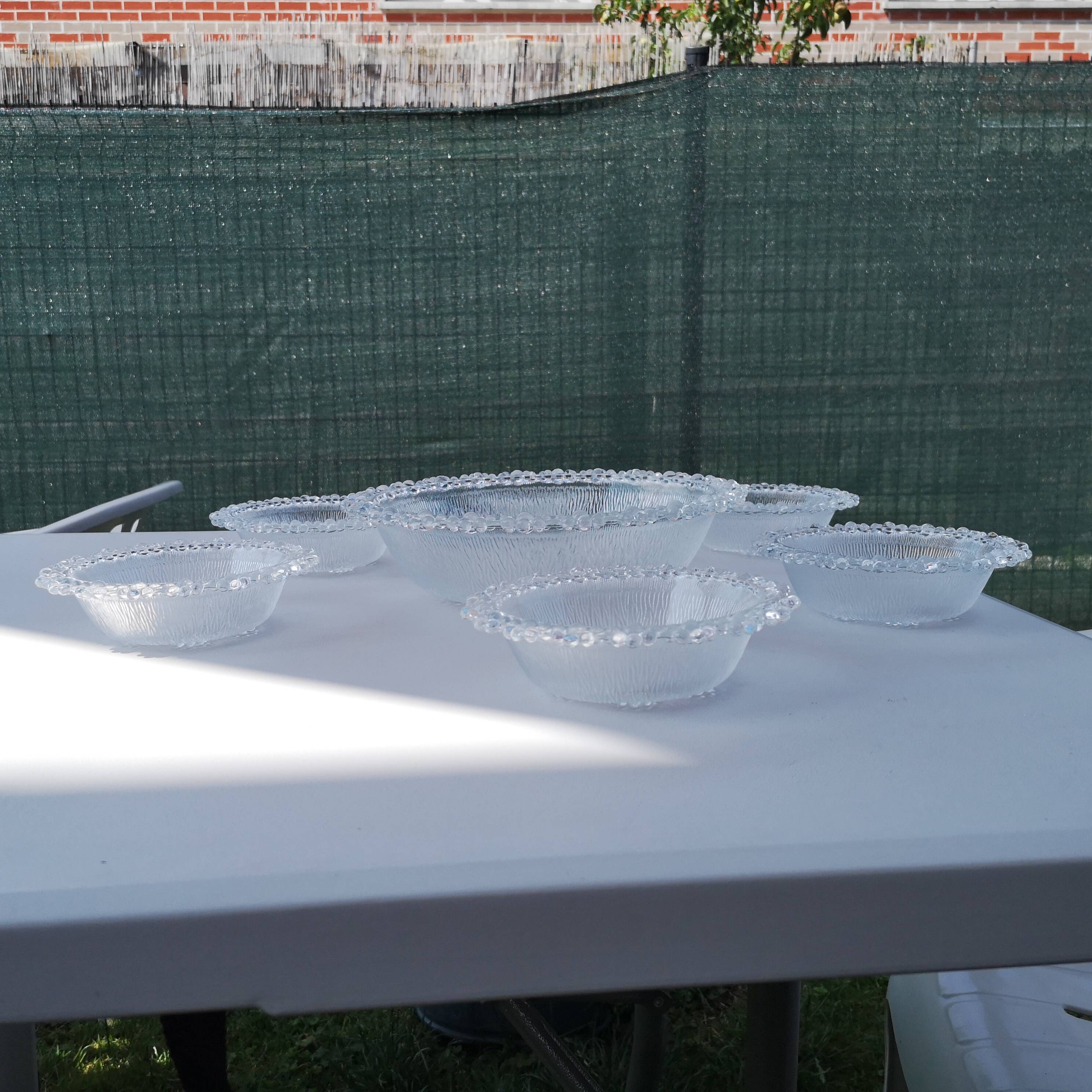Service salad bowl textured glass masserini barocco italy vintage 1960