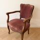 Louis XV style cabriolet armchair in wood and burgundy fabric