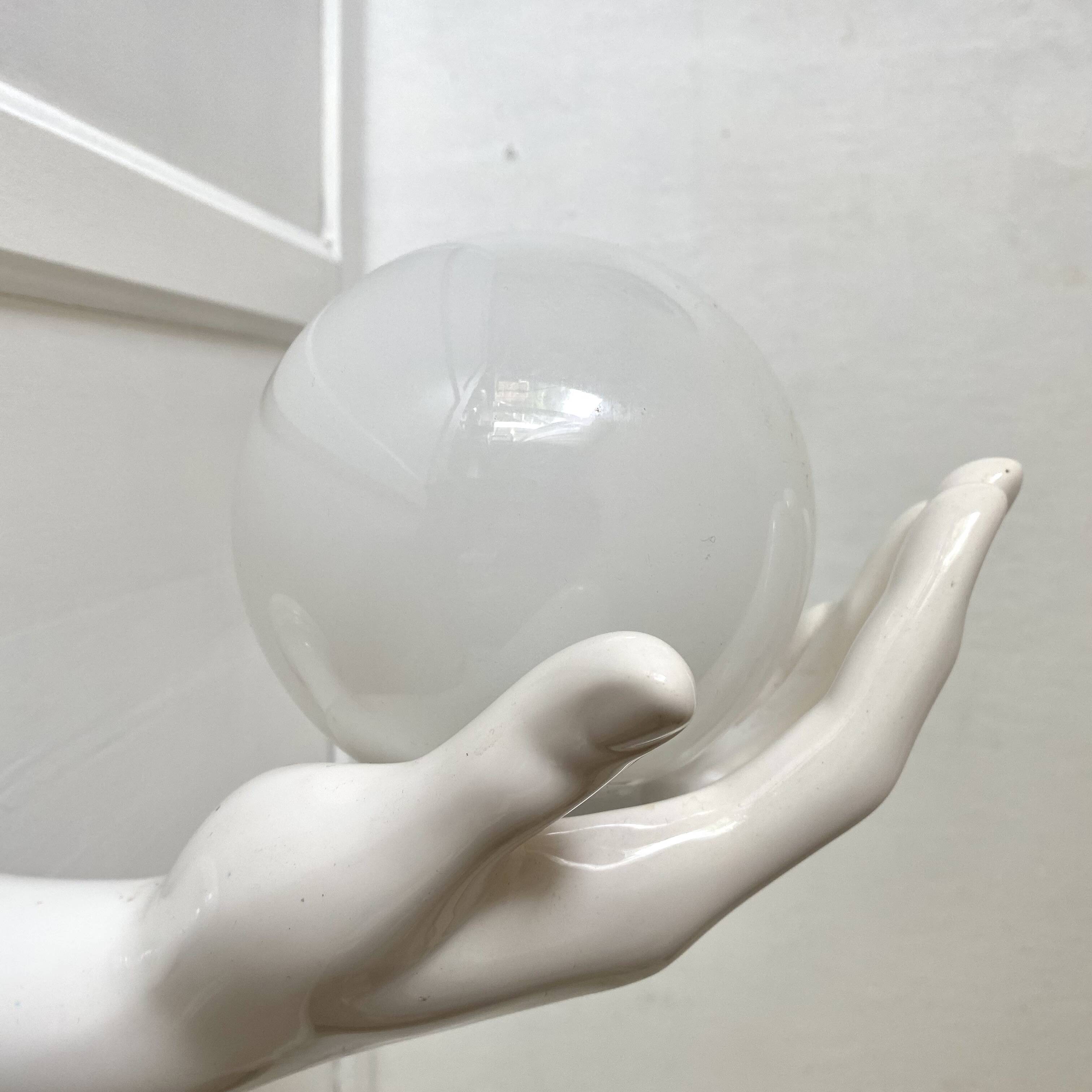 Ceramic and opaline women's hand wall light, 1970s