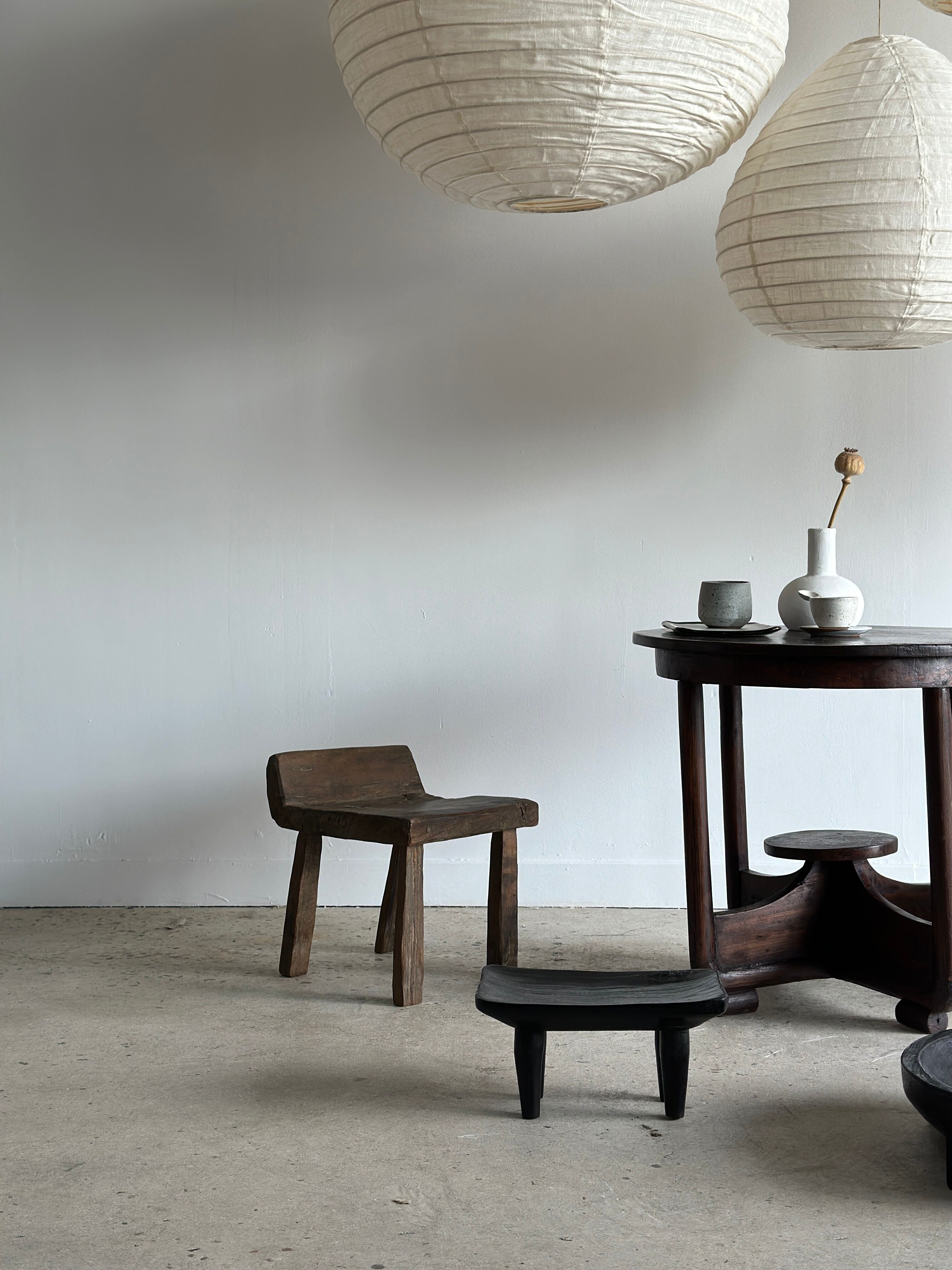 Suspension in rattan and natural japanese linen in the shape of a drop