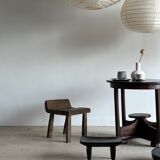 Suspension in rattan and natural japanese linen in the shape of a drop