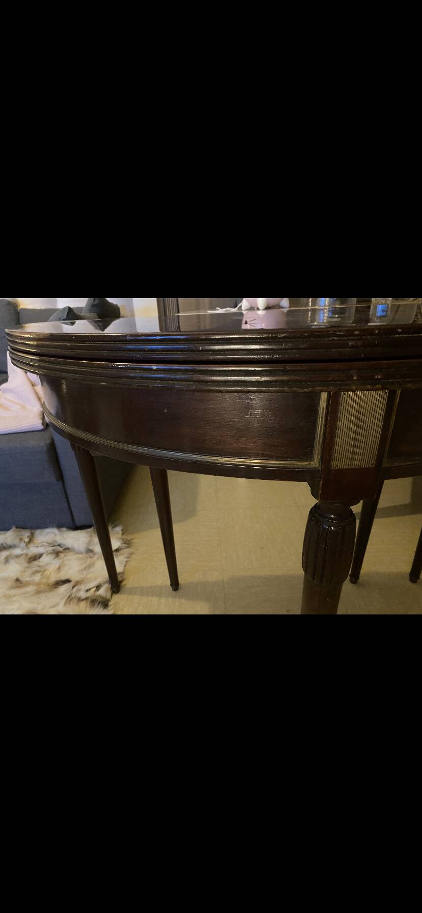 Dark wood Regency style folding demi-lune table
