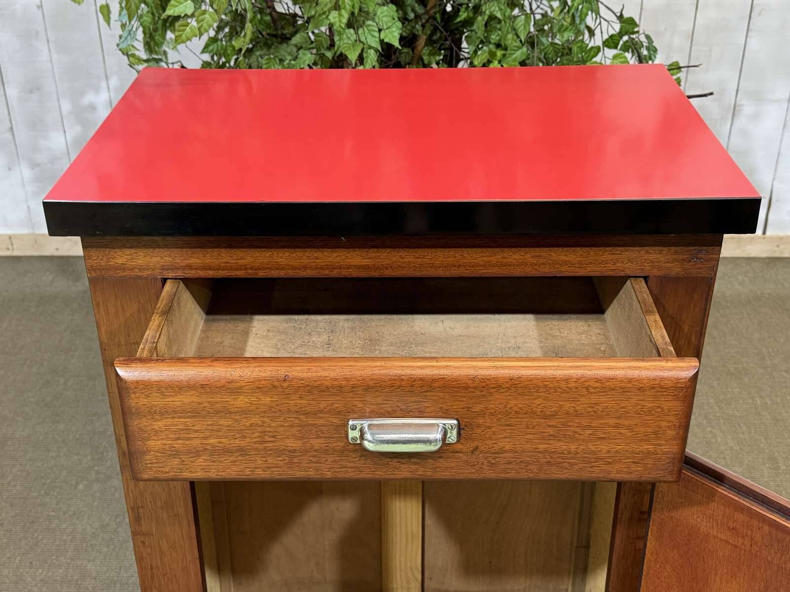 Bistro sideboard with 1 mahogany door and Formica top from the 1950s.