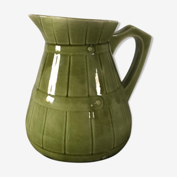 Olive green ceramic pitcher