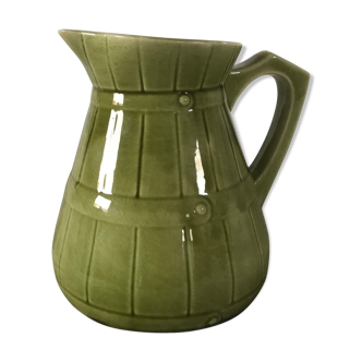 Olive green ceramic pitcher
