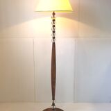 Art deco floor lamp in oak and glass