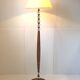 Art deco floor lamp in oak and glass