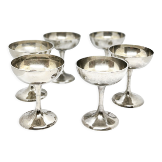 6 coupes à sorbet plaqués argent, FMI Allemagne 1960s