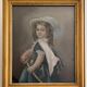 Watercolor on paper portrait of a young girl with a sword 19th century