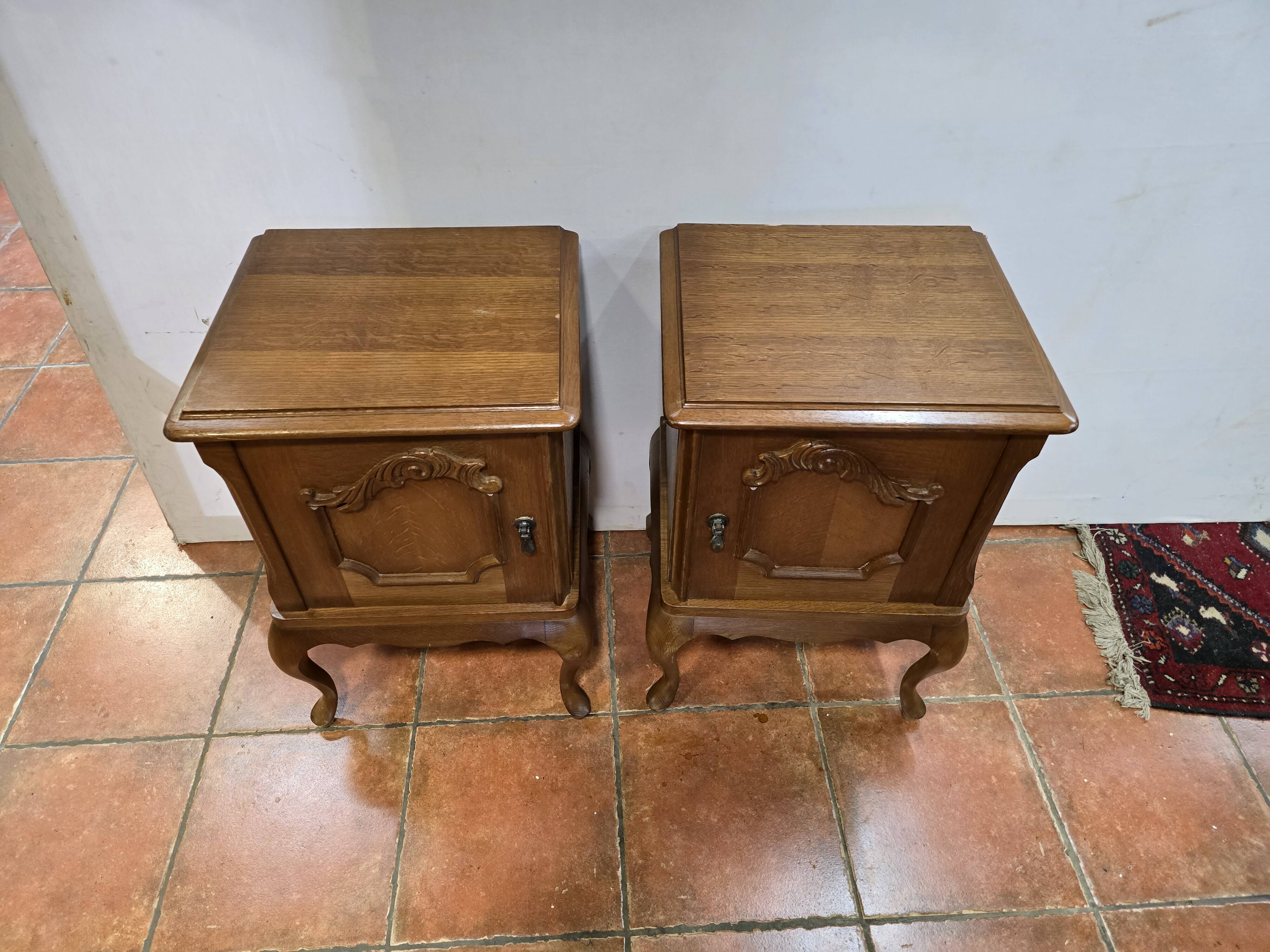 Pair of vintage 1960s oak bedside tables