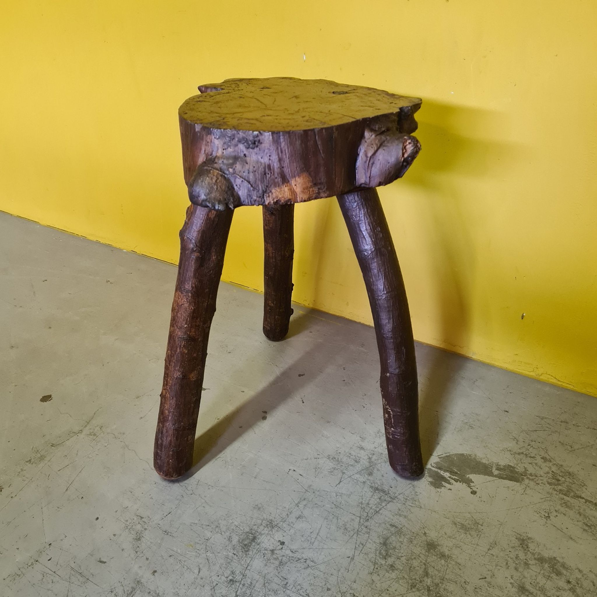 Hand made french tree trunk stool/side table, from the mid 20th century.