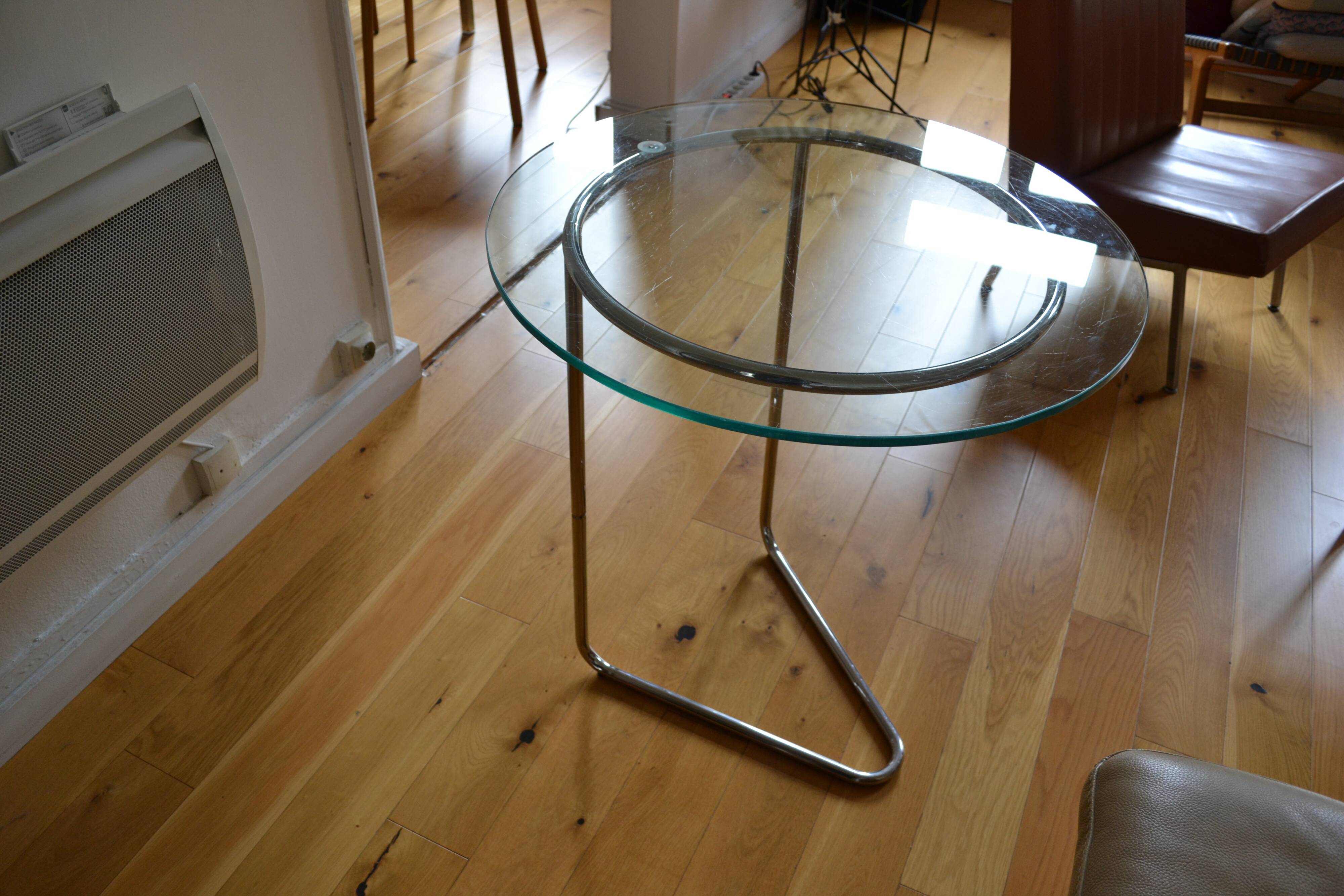 Side table or end table vintage metal and glass