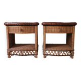 Pair of Wicker Bedside Tables, Vivai Del Sud, design XX Italy