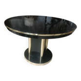 Black lacquered round table circa 70