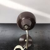 Brown Metal Desk Lamp with Flexible Chrome Arm, 1970s Industrial Vintage