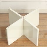 Wood and glass coffee table , France, circa 1980