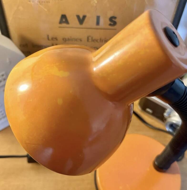 Vintage articulated desk lamp, orange