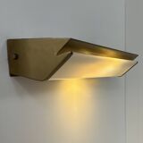 Vintage XL wall light, matte gold metal and perspex, France, 1960.