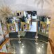Commode vintage pieds compas miroir tryptique