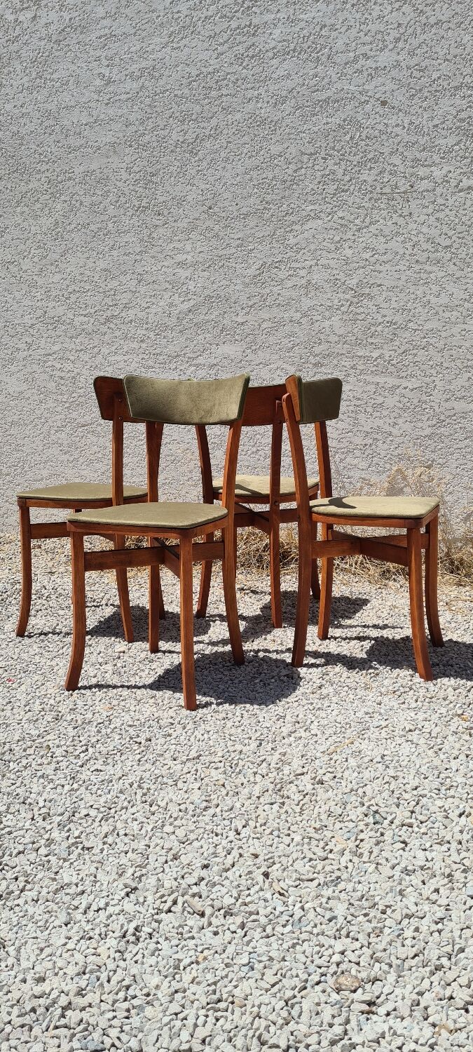 Lot 4 chaises bistrots velours kaki