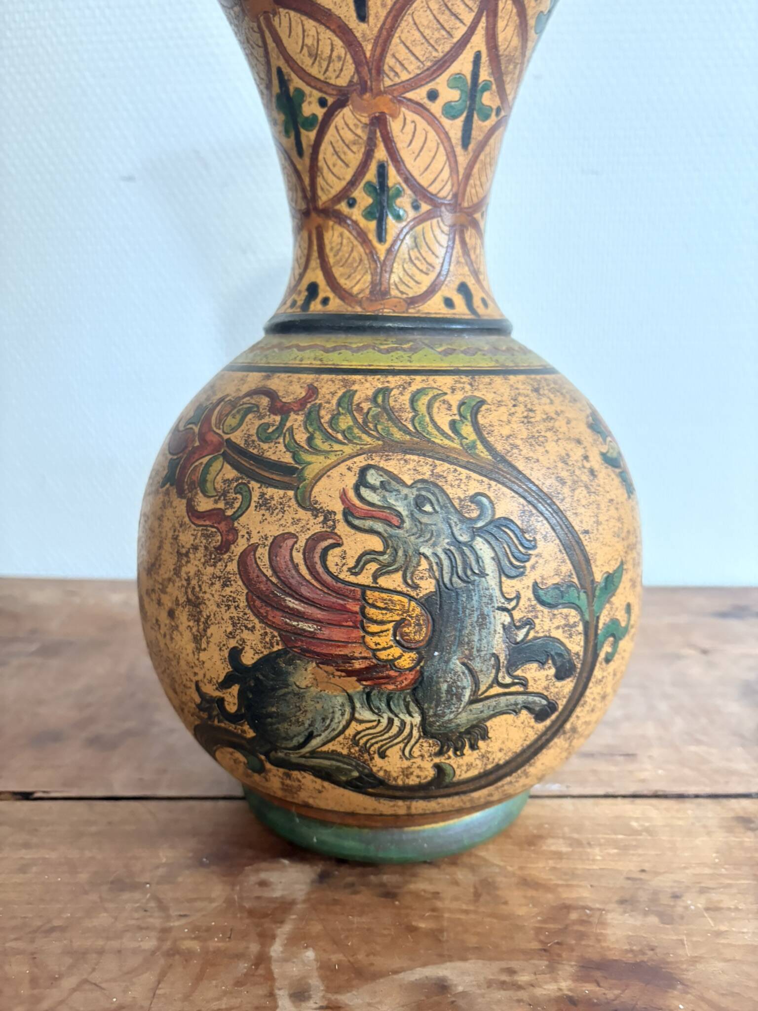 Ceramic Vase Montopoli Italy Sgraffito Tuscany Vintage