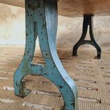 Industrial dining table oak on cast iron legs