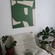 Organic abstract on green and beige canvas 100x81cm