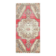 Vintage Turkish Hand-Knotted Wool Cotton Pink Runner Rug 105x228