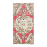 Tapis coureur vintage en laine et coton turc noué à la main rose 105x228