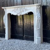 Louis XV Style Fireplace in Carrara Marble Circa 1980