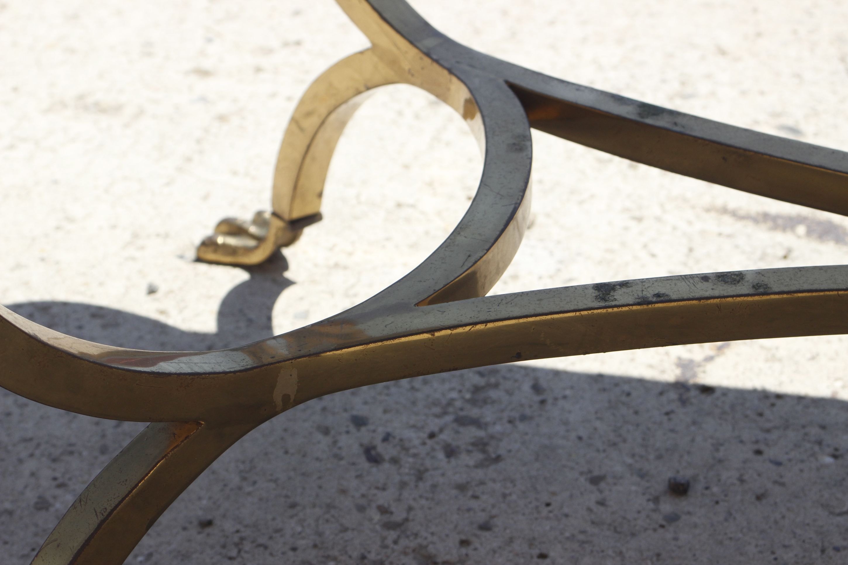 Bronze swan low table and pearl green marble 1950s